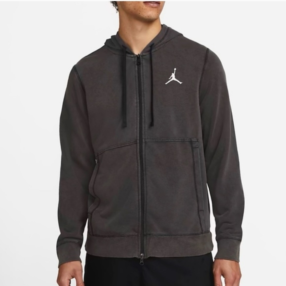 Jordan Brand Full-Zip Hoodie Black Fleece Sweatshirt Mens Size XL